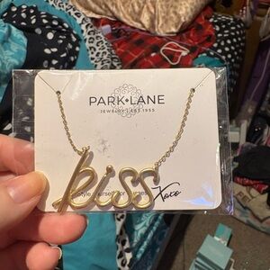 Park Lane Gold 'Kiss' Script Necklace